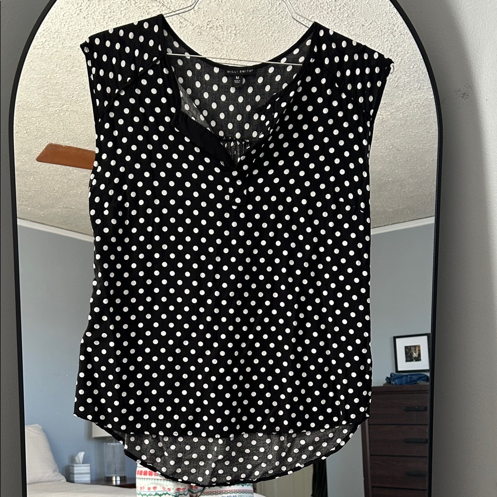 Willi Smith Black and White Polka Dot Blouse